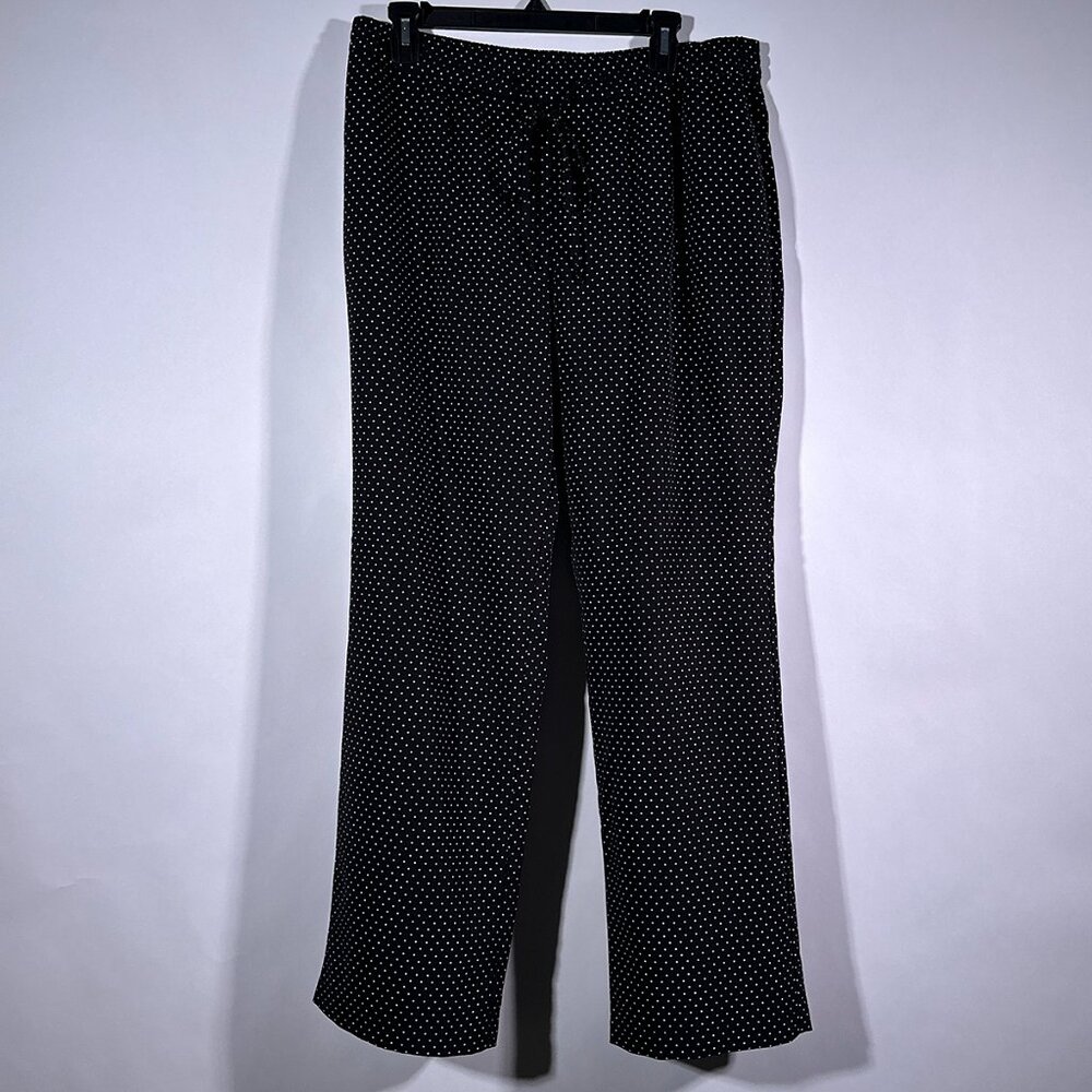 Talbots Black Small White Polka Dots Pull On Drawstring Pants Size 12‎